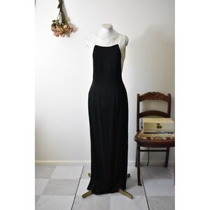 Scott McClintock Vintage Black White Colorblock Formal Gown Deep Back Button 90s